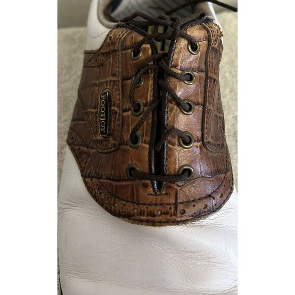 Dryjoy Men\'s Golf Shoes 9 1/2W 53712 E.C.L Leather System White And Brown main image 4